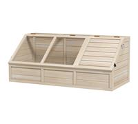 PawHut Maison enclos cage pour petit animal tortue en bois avec couvercle ouvrable, loquets, 2 espaces distincts, bois naturel