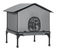 PawHut Maison pour chat pliable avec coussin, niche surélevée déperlante 62 x 58,5 x 60 cm, Gris