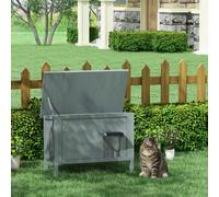 PawHut Maison pour chats niche d'extérieur en bois surélevée avec toit ouvrable isolée 85 x 50 x 68,5 cm gris foncé et noir