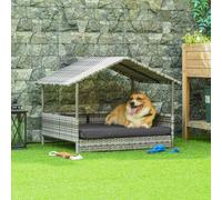 PawHut Maison pour chien Panier pour animal de compagnie, résistant aux intempéries, coussin amovible, Gris