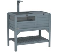 PawHut Maison pour tortues 84x51x103cm Gris