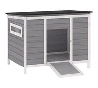 PawHut : maisonnette pour canards et lapins, en bois, toit ouvrant, fond amovible, pieds surélevés, rampe d'accès, aération, cage pour petits animaux.