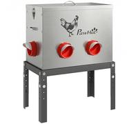 PawHut Mangeoire Automatique à Poulet 27 L en Acier Galvanisé, 6 Ports, Couvercle Verrouillable, Hauteur Reglable, Anti-Gaspillage, Grande Mangeoire pour Poules Canards, Argent