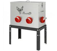 PawHut Mangeoire Automatique à Poulet 30L, 6 Ports, Hauteur Reglable, Couvercle Verrouillable, 42x25x55cm, Acier, Argent