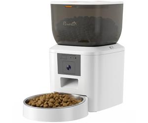 PawHut Mangeoire automatique pour chat, 2,4 G, WiFi, 4 l, avec caméra, contrôle par application, vision nocturne, 1 à 10 repas par jour, audio bidirectionnel, distributeur de nourriture pour chat et