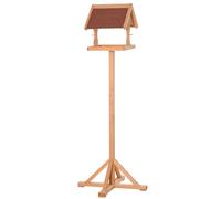 PawHut Mangeoire oiseaux extérieur sur pied, toit résistant aux intempéries, bois massif, 55 x 55 x 144 cm, bois naturel