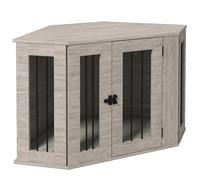 PawHut Meuble Cage Chien d'angle pour Chiens Moyens 104x55x63cm Noyer