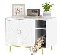 PawHut Meuble litière pour chats avec coussin à gratter et compartiment de rangement pour chat pour salon chambre 80 x 50 x 61 cm Blanc