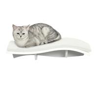 PawHut Mur d'escalade pour chat - Lit mural - Étagère murale - Meuble pour chat - En peluche - MDF - Blanc - 53 x 28 x 12 cm