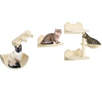 PawHut Mur d'escalade pour chats 4 pièces Grimper Arbre à chat avec escalier pour chats, hamac, plateforme de saut, mur d'arbre à chat, mur de meubles pour chats