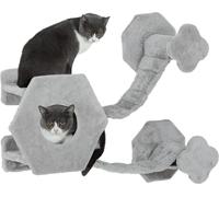 PawHut mur d'escalade pour chats, lit pour chats avec marches, grotte pour chats, tremplin, balle jouet, plateforme pour chats jusqu'à 5 kg, gris clair