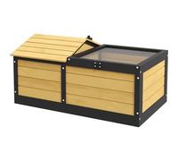 PawHut Niche à tortue en bois pour petits animaux de compagnie avec abri et enclos, dessus ouvrable, plateau, maison pour tortue intérieur/extérieur, jaune