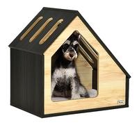 Pawhut Niche en Bois d'intérieur pour Chat - avec Coussin - avec Toit incliné - pour Petits Chiens jusqu'à 8 kg - 60 x 40 x 59,2 cm