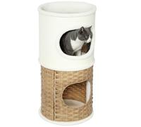 Tour à griffer pour chat 3 niveaux - 2 niches, panier observation- H.75,5 cm - résine tressée sisal