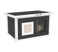 PawHut Niche pour Chat en Bois imperméable avec Toit en Asphalte Pliable - Tapis griffoir Amovible - Caisse pour Chat - Boîte de Protection pour l'extérieur - 61 x 45 x 36,5 cm - Gris
