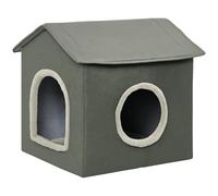 PawHut Niche pour chat, maison pour chat avec coussin, griffoir, deux portes, taille XXL, niche pour chien, lit pour chat jusqu'à 5 kg, gris, 39 x 43,5 x 40,5 cm