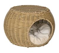 PawHut - Niche pour Chat - Résine Tressée Imitation Rotin - 40x40x30cm - Marron