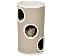 PawHut Niche pour chats à 3 niveaux avec griffoir en sisal et revêtement en peluche, maison pour chats d'intérieur à plusieurs niveaux, Ø38 x 70 cm, marron