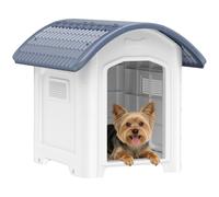 PawHut Niche pour Chien Extérieur Imperméable Plancher Amovible Gris | Polypropylène, Ventilé, Maison Chien Extérieur, Plancher Surélevé, Bouches d'Aération, pour Jardin Terrasse Intérieur