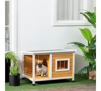 PawHut Niche pour chien extérieur maison chien intérieur en bois avec toit ouvrant et fenêtre 85,5L x 62l x 60H cm orange