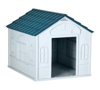 PawHut Niche pour Chien Extérieur pour Chiens Moyens et Grands, Maison pour Chien en PP Imperméable avec Toit en Pente, Porte Avant Ouverte et Ouverture d'Aération au-Dessus, 84,2 x 98,2 x 82 cm, Bleu