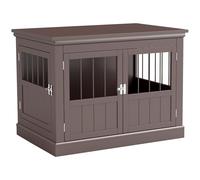 PawHut Niche pour Chien, Table d'appoint, Maison Moderne avec 3 Portes à Fermeture magnétique, pour Petits Chiens, 78x53x59,3 cm, Marron