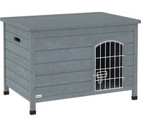 PawHut Niche pour chiens Niche pour chiens avec porte Caisse de transport Cage pour chats Lapins Outdoor étanche Gris Sapin 80 x 55 x 53,5 cm