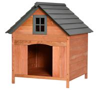 PawHut Niche Surélevée pour Chiens jusqu'à 15 kg, Cabane pour Chiens Chats Extérieur en Bois d'épicéa, 81,3x91,5x98,5 cm