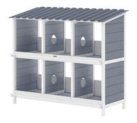 PawHut Nid de ponte pour poules, poulailler surélevé en bois à 6 cases, 4 perchoirs pour enclos de petits animaux 102 x 50 x 91 cm, Gris