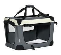 PawHut Panier de Transport Caisse de Transport pour Animal de Compagnie Sac à Main Pliable et Portable Ouverture supérieure Tissu en Maille Respirant Gris Noir