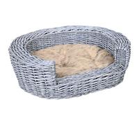 PawHut Panier Osier Chien Chat canapé Coussin, Gris 57x46x17,5 cm