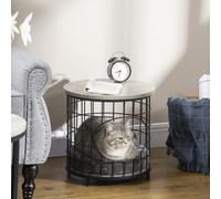 PawHut Panier pour chat 2 en 1 maison et dôme pour chat table d'appoint métal filaire avec coussin amovible - dim. Ø 40 x 40H cm | Aosom France