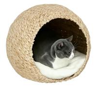 PawHut Panier pour Chat, Maison pour Chats, avec Coussin Moelleux, intérieur spacieux, en quenouille, 45 x 41 x 37 cm, Marron