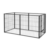 PawHut Parc Chien 6 Panneaux Largeur réglable 32,5"-59"x24"x32"H Noir | Enclos pour chien, clôture métallique, extérieur intérieur, cadre en acier robuste