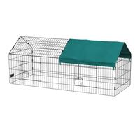 PawHut Parc enclos cage lapin extérieur structure acier avec protection solaire et portes verrouillables 185 x 75 x 75 cm vert