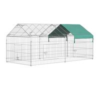 Pawhut Parc Enclos Métal Époxy Cage Extérieure Dim. 2,20l X 1,03l X 1,03h M 3 Portes Et Trappe Surface Abrité Pe Vert