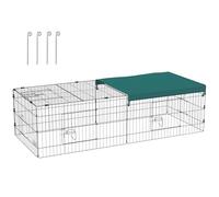 PawHut Parc Enclos Modulable Acier pour Lapins Rongeurs 185x75x50cm Vert