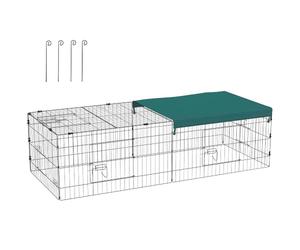 PawHut Parc Enclos Modulable Acier pour Lapins Rongeurs 185x75x50cm Vert