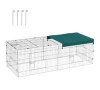 PawHut Parc Enclos Modulable Acier pour Lapins Rongeurs 220x85x70 cm Vert | avec Bache, pour Rongeurs Petits Animaux, Intérieur Extérieur