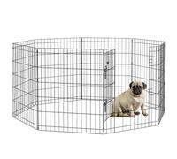 PawHut Parc Enclos Modulable Pliant pour Chiens Lapins Rongeurs 61 x 76 cm | Clôture pour Petits Animaux, Intérieur et Extérieur, 1 Porte Verrouillable, 8 Panneaux, Fil de Métal, Noir