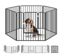 Pawhut Parc enclos modulable pour chien 6 panneaux avec porte Acier 164x83x80 cm Noir