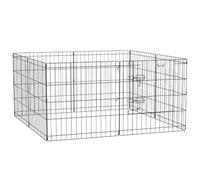 PawHut Parc enclos modulable pour Chiens Lapins rongeurs clôture pour Petits Animaux intérieur et extérieur Pliant 1 Porte 8 Panneaux en Fil de métal Porte verrouillable 61 x 61 cm Noir