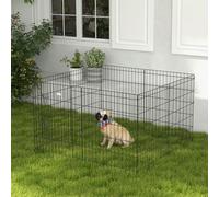 PawHut Parc enclos modulable pour chiens lapins rongeurs clôture pour petits animaux intérieur et extérieur pliable 1 porte 8 panneaux en fil de métal porte verrouillable 76 x 61 cm noir Descriptions