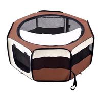 Pawhut Parc enclos pliable octogonal en tissu Oxford et acier Ø 90 x H 41 cm marron beige