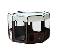 PawHut Parc enclos Pliable pour Chats et Petits Animaux octogonale en Tissu Oxford et Acier - dim. Ø 117 x 76H cm - Beige Marron