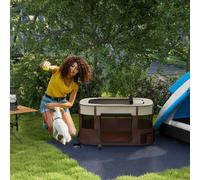 PawHut Parc pliable pour animaux de compagnie parc pour chiots en tissu Oxford avec fenêtres et portes sac de rangement marron