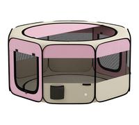 PawHut Parc Pliable pour Chiens et Chats Enclos Portable pour Petits Animaux Imperméable en Tissu Oxford Ø120x58cm Rose