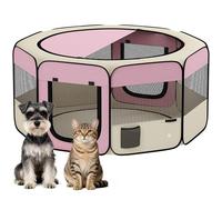 PawHut Parc Pliable pour Chiens et Chats, Parc Portable pour Petits Animaux imperméable en Tissu Oxford avec 2 Portes, pour l'extérieur et l'intérieur, Ø120x58 cm, Rose