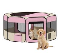 PawHut Parc pour Chat et Chien en Tissu Oxford 600D Ø90x41cm Rose | Portable, léger, pliable, parc pour animaux, lapins, cobayes, intérieur/extérieur