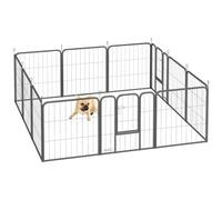 PawHut Parc pour Chien 12 Panneaux Modulable Pliable 168x168x60cm Noir | Enclos Chien, Portable, Acier, Clôture pour Petits Anumaix, 2 Portes, Intérieur et Extérieur